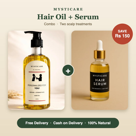 Mysticare Hair Oil + Serum Combo – save Rs 150, free delivery and cash on delivery in Pakistan