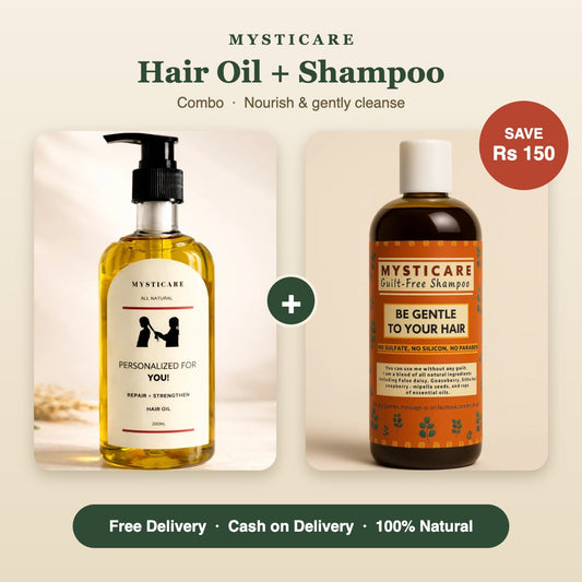 Mysticare Hair Oil + Shampoo Combo – save Rs 150, free delivery and cash on delivery in Pakistan